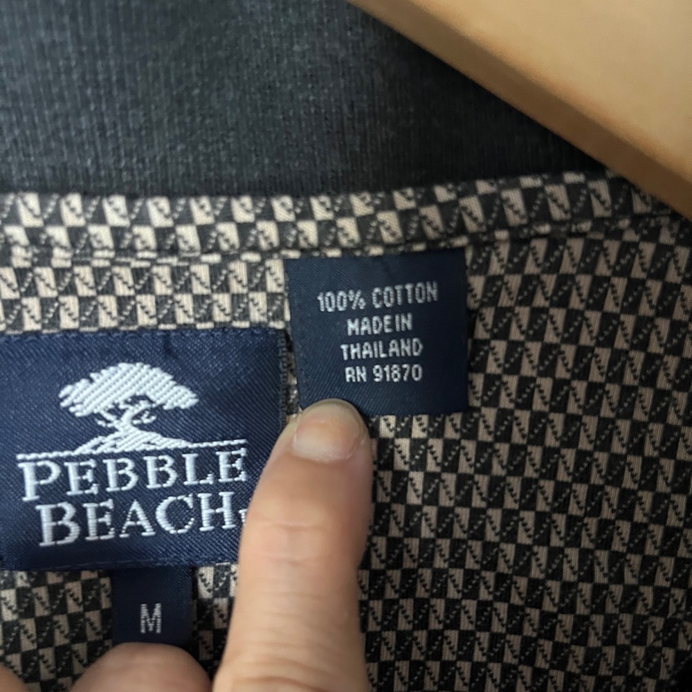 Pebble Beach Cotton Golf Shirt M patterned checkered